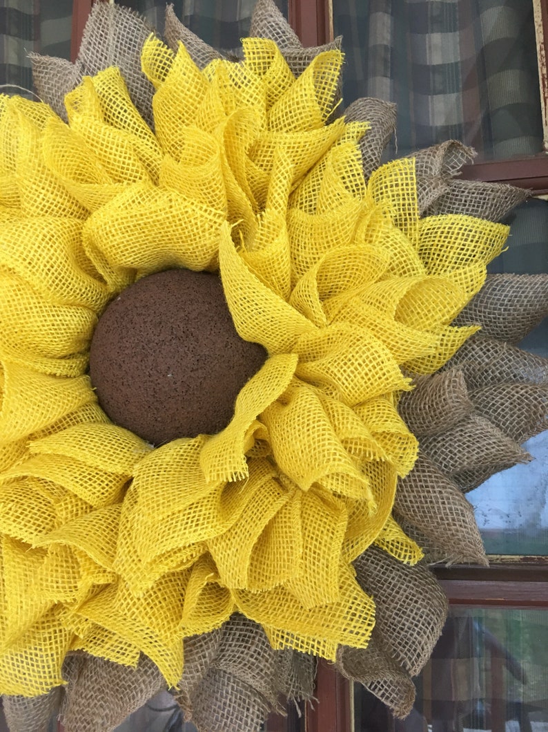 Burlap Sunflower Wreath Fall Wreaths Summer Wreaths Spring Etsy