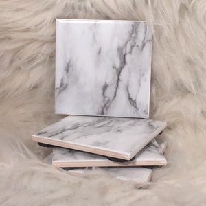 Faux Marble Coasters: Chic Home Table Decor, Set of 4