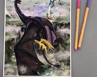Dragonheart Draco Realistic Illustration Fan Art Prints and 