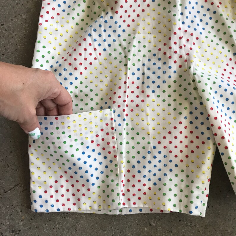 Early 60/'s Matching Shirt and Shorts Set Cotton Multicolored Polka Dots Print