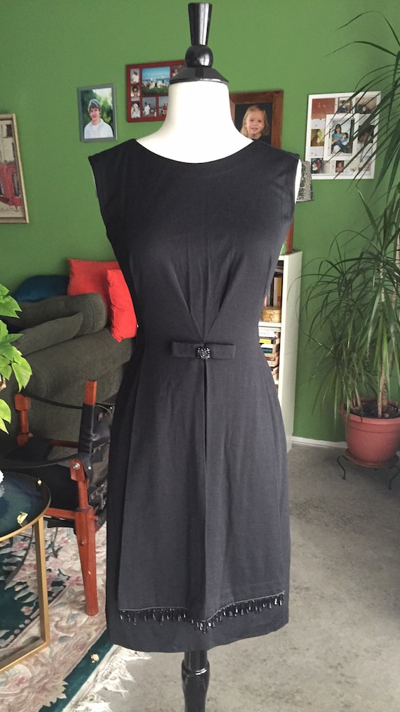 60's Black Wool Luisa Spagnoli Wiggle Dress - image 1