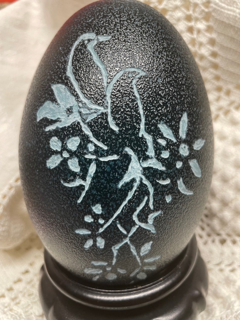 Emu eggs decorated by hand, unique pieces image 1