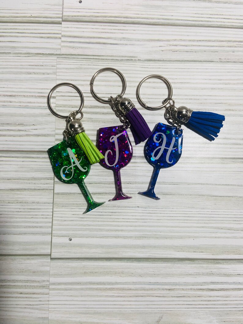 Wine Glass Keychain Wine Keychain Small Gift Personalized Etsy