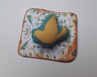 Handmade fabric bird brooch
