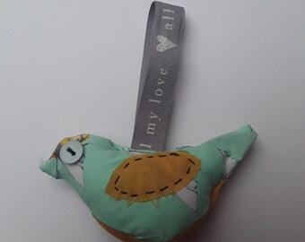 Handmade fabric bird decoration