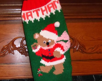 Knitted Christmas Stocking Kit - "A Christmas Bear - Girl"