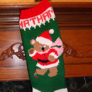 Knitted Christmas Stocking Kit A Christmas Bear Girl image 1