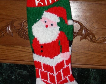 Knitted Christmas Stocking Pattern - "Santa's Here"