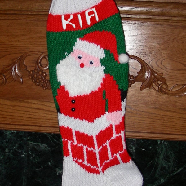 Knitted Christmas Stocking Pattern - "Santa's Here"