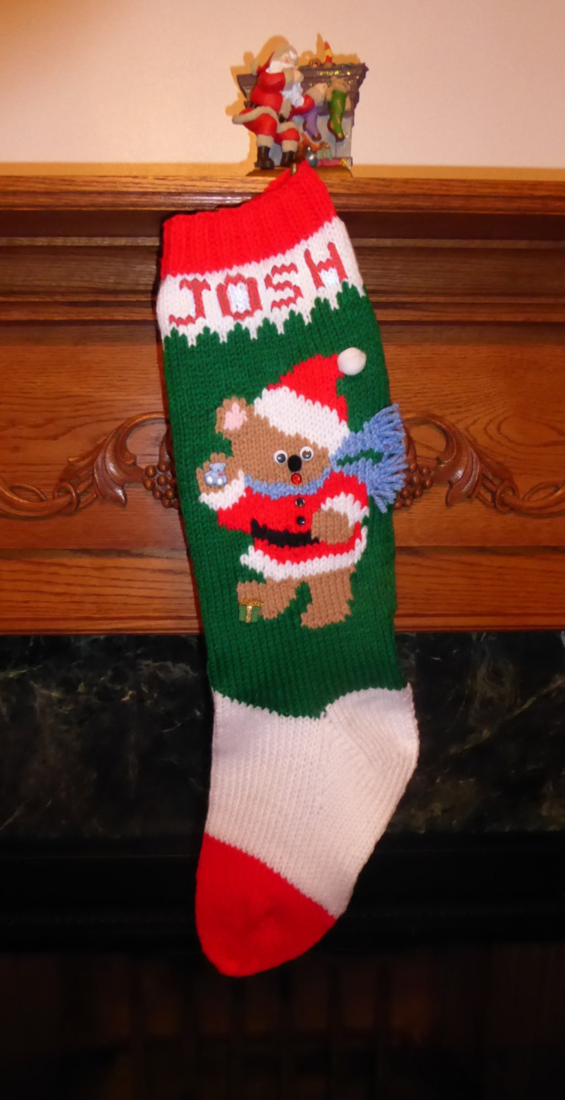 Knitted Christmas Stocking Kit a Christmas Bear Boy Etsy