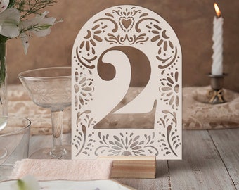 Table Numbers | Papel Picado | Wedding & Quinceañera Table Numbers | Laser Cut