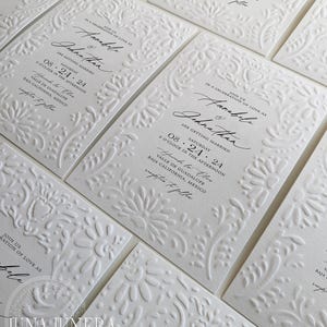 Rectangle Papel Picado 5&quot;x7&quot; Invite or Save the Date | Blind Embossed | Customizable