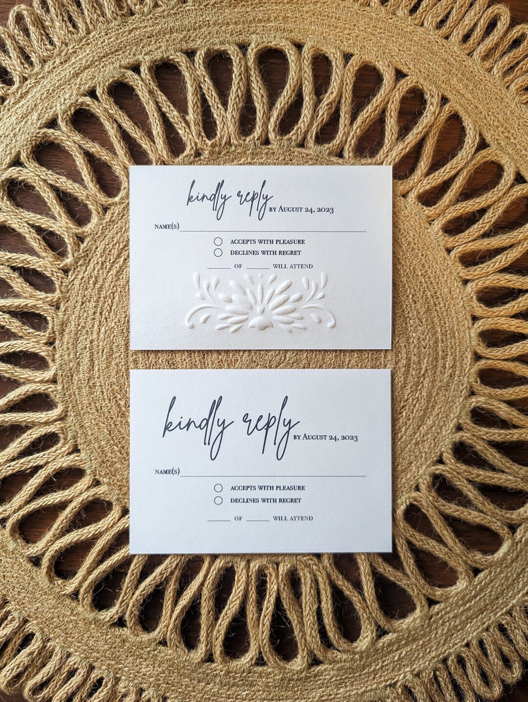 RSVP Cards Blind Embossed Papel Picado Customizable RSVP Cards Etsy