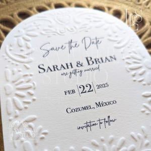 Arch Save the Dates Cards | Letterpress | Blind Embossed | Papel Picado | Customizable