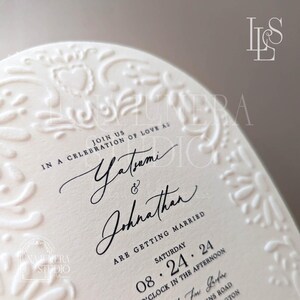 Arch Papel Picado 5&quot;x7&quot; Invitation & RSVP Card | Letterpress Blind Embossed | Customizable Invitation