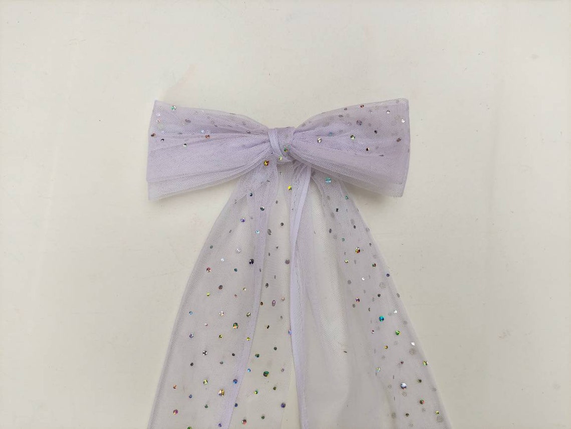 White Hair Bow with Veil Bridal Veil Bow Bachelorette Veil Etsy