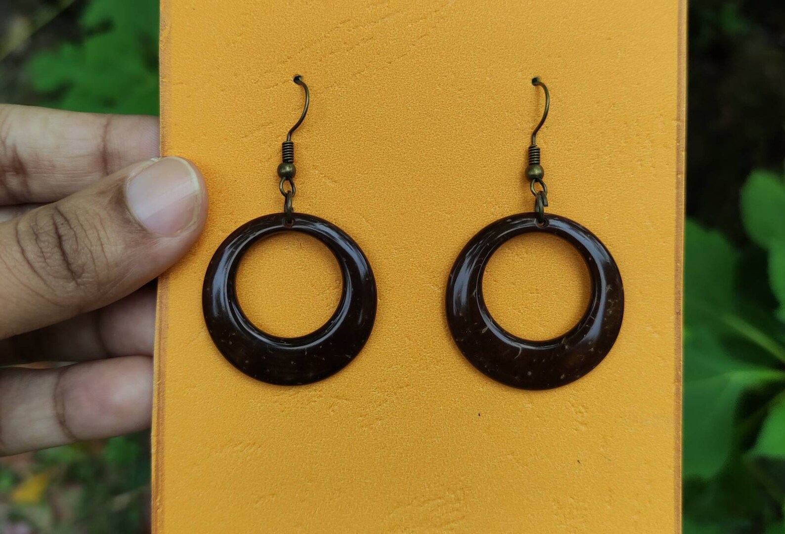 Coconut Shell Brown Earrings Hollow Dangle EarringsBig Etsy