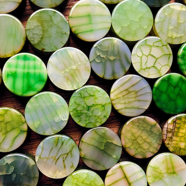 Dragon Scale Agate Plugs | Double Flare Ear Stretchers | 5mm-25mm | 1 Pair | Stone Plugs
