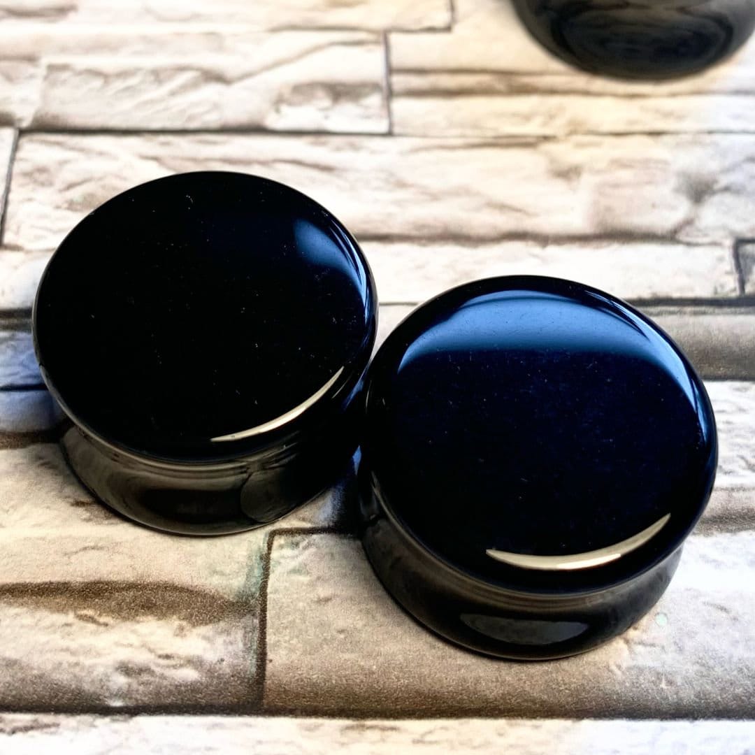 Obsidian Plugs 0G 00G Stone Ear Gauges Ear Stretchers Etsy
