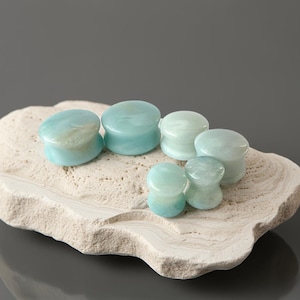 Amazon Jasper Plugs: Stone Gauges Double Flare (Pair)