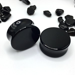 Obsidian Plugs, 0G, 00G, Stone Ear Gauges, Ear Stretchers,  6mm, 8mm, 10mm, 12mm, 16mm, 19mm, 22mm, 25mm