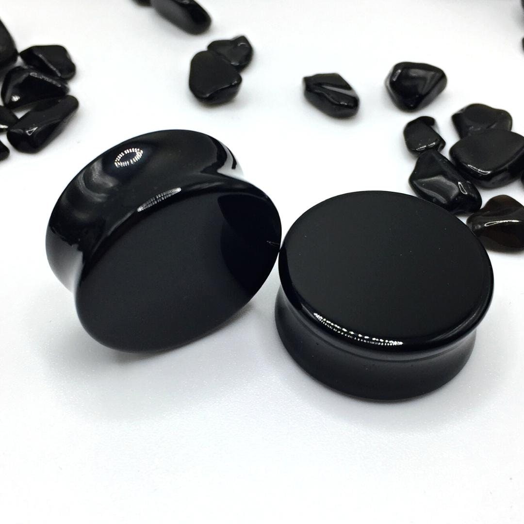 Obsidian Plugs 0G 00G Stone Ear Gauges Ear Stretchers Etsy