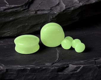 Glow in the Dark Stone Plugs | Double Flare Gauges for Stretched Ears | 2G – 1 Inch Plugs (6mm-25mm)