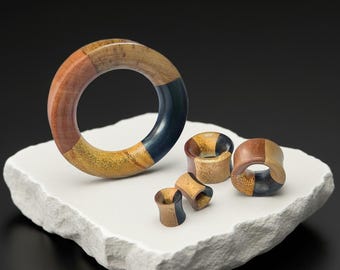 Triple Wood Tunnels: Jackfruit, Areng & Teak Gauges (6mm to 25mm