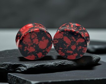 Crimson Vortex Plugs – 1 Pair Bold Black & Red Gauges – Sizes 6mm–25mm