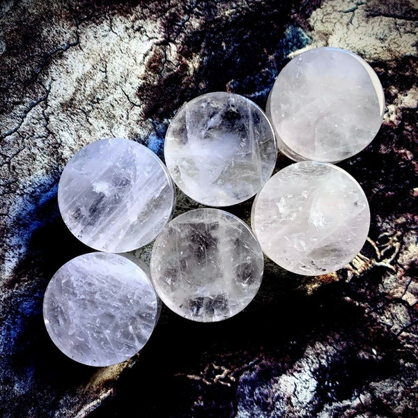 Icicle Quartz Plugs, 0G, 00G, Stone Ear Gauges, Ear Stretchers, 6mm, 8mm, 10mm, 12mm, 14mm, 16mm, 19mm, 22mm, 25mm