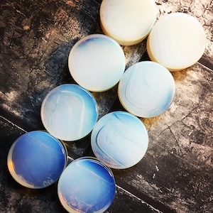 Opalite Stone Plugs: Double Flare Ear Gauges (Pair)