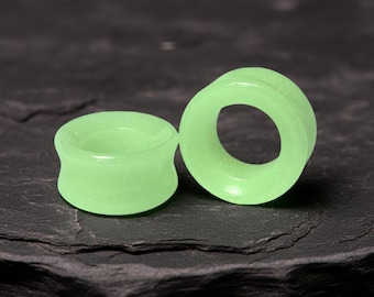 Glow In The Dark Stone Tunnels, Plugs, 0G, 00G, Stone Ear Gauges, Ear Stretchers, 6mm, 8mm, 10mm, 12mm, 14mm, 16mm, 19mm, 22mm, 25mm