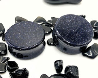 Midnight Sandstone Plugs, Ear Stretchers, Plugs and Tunnels, 0G, 00G, Ear Gauges, 6mm, 8mm, 10mm, 12mm, 14mm, 16mm, 19mm, 22mm, 25mm