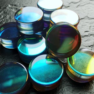 Midnight Shimmer Glass Plugs: Handmade Double Flare Ear Gauges Bild 2
