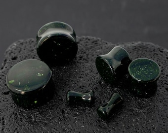 Green Sandstone Plugs, Ear Stretchers, Plugs and Tunnels, 0G, 00G, Ear Gauges, 6mm, 8mm, 10mm, 12mm, 14mm, 16mm, 18mm, 20mm