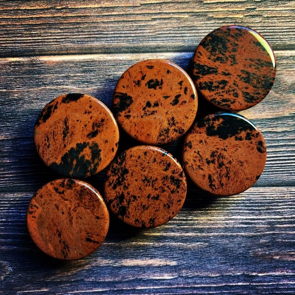 Premium Organic Mahogany Obsidian Plugs | Double Flare | 5mm-25mm | 1 Pair |