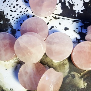 Rose Quartz Stone Plugs: Double Flare Gauges (6mm–25mm)