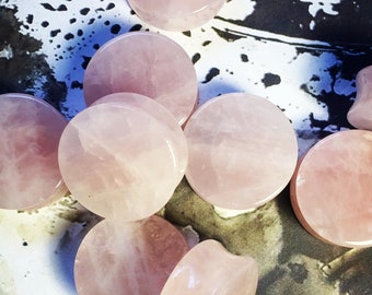 Rose Quartz Stone Plugs | Double Flare Ear Stretchers | 6mm, 8mm, 10mm, 12mm, 14mm, 16mm, 19mm, 22mm, 25mm | 0G, 00G