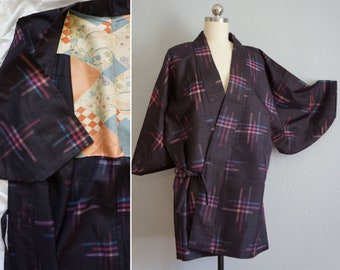 1950s Mayonaka silk haori kimono jacket | vintage 50s silk kimono robe | 50s vintage silk haori