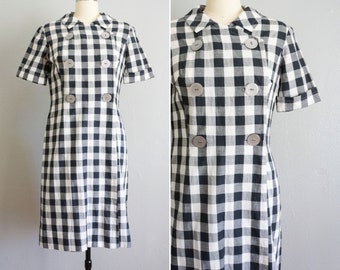 1950s Market Days cotton gingham dress | vintage 50s handmade plaid dress | 50s cotton sundress
