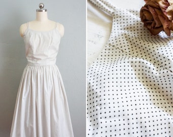 1960s Preserve Summer cotton day dress | vintage 60s full skirt dress | 60s vintage swiss dot fit and flare dress | 60s polka dot dress