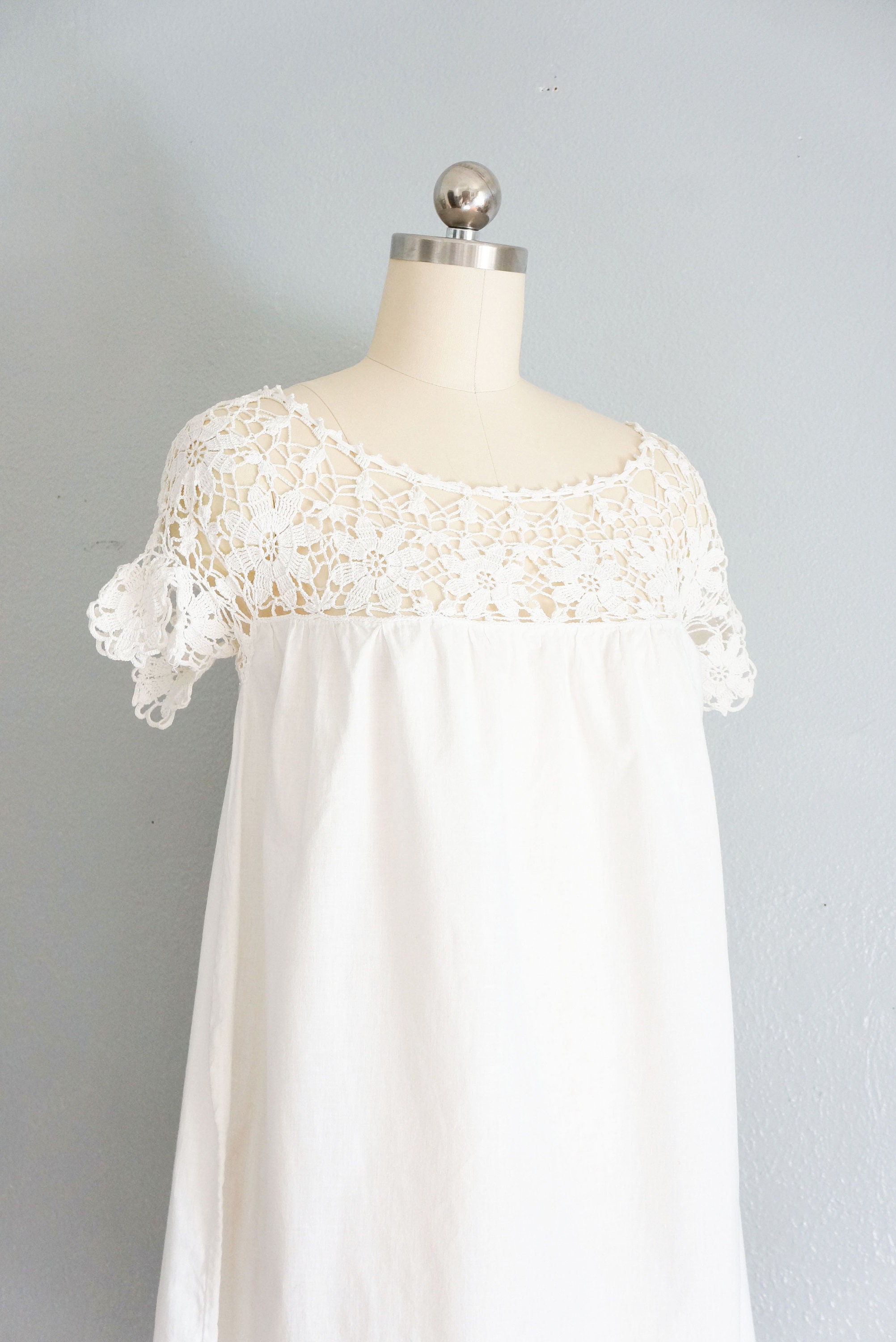 Edwardian Delicate White Cotton Crochet Gown Antique Crochet - Etsy