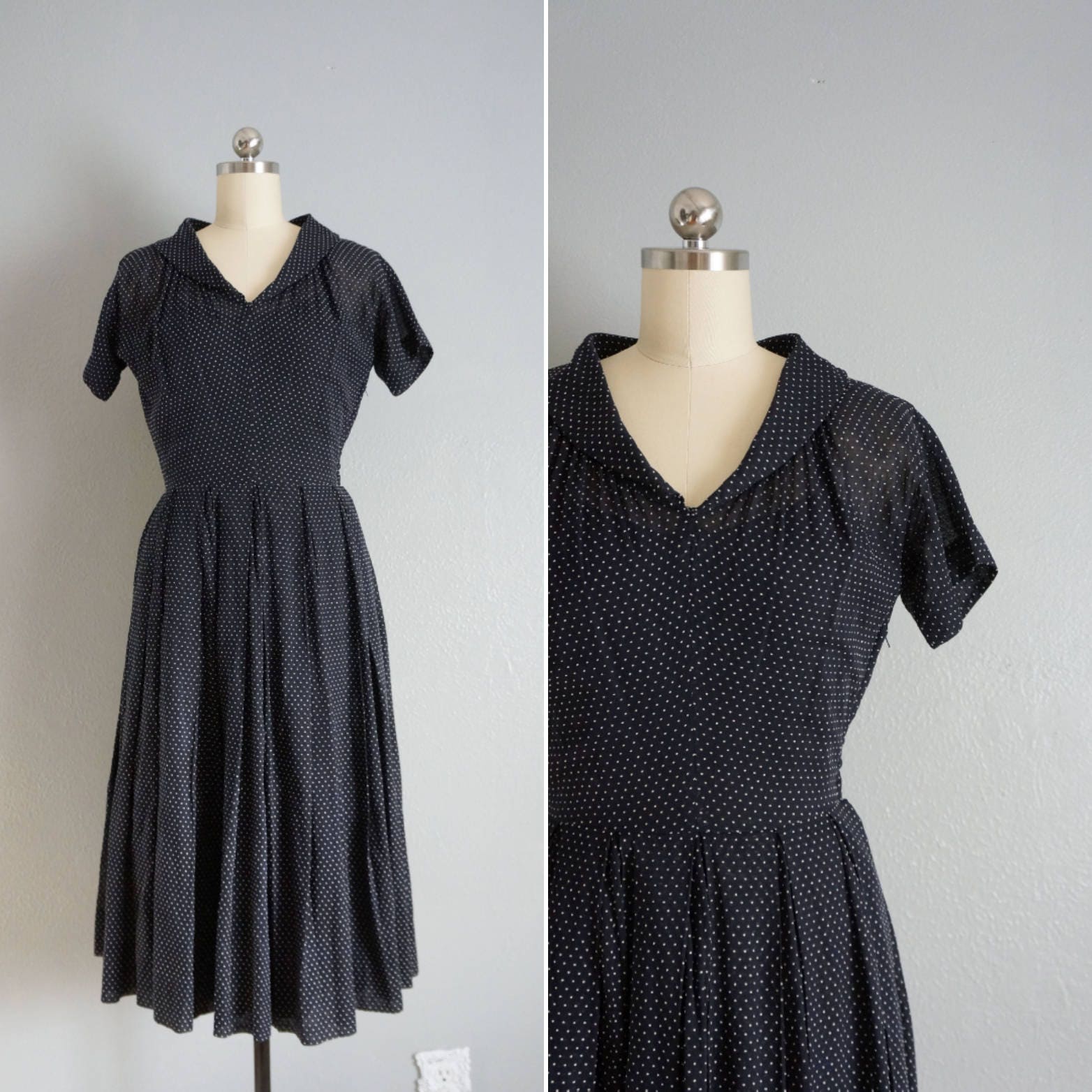 1950s Rainy Day Polk-a-dot Dress Vintage 50s Fit and Flare - Etsy