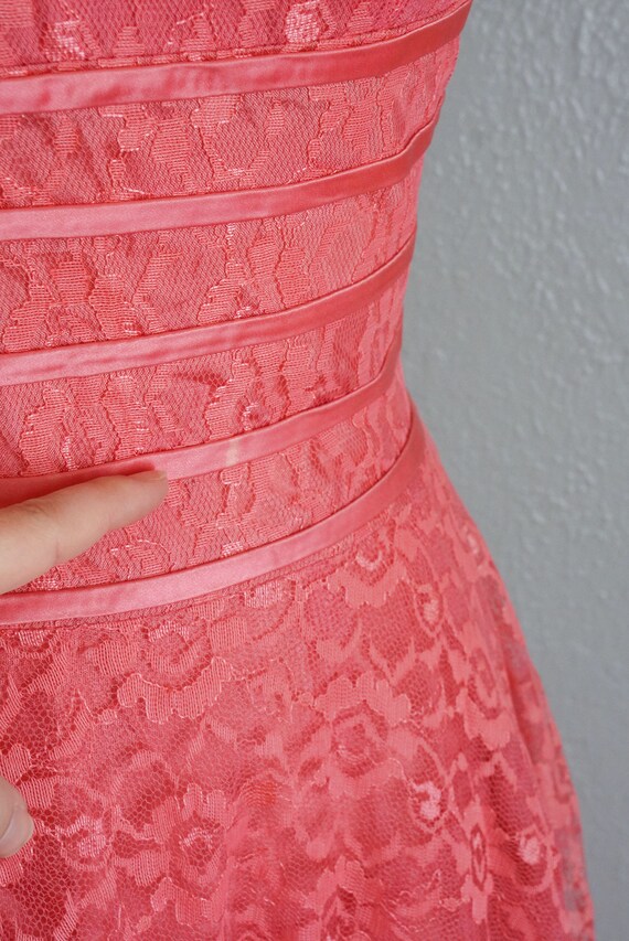 1950s Thinking of You pink lace dress | vintage 5… - image 8