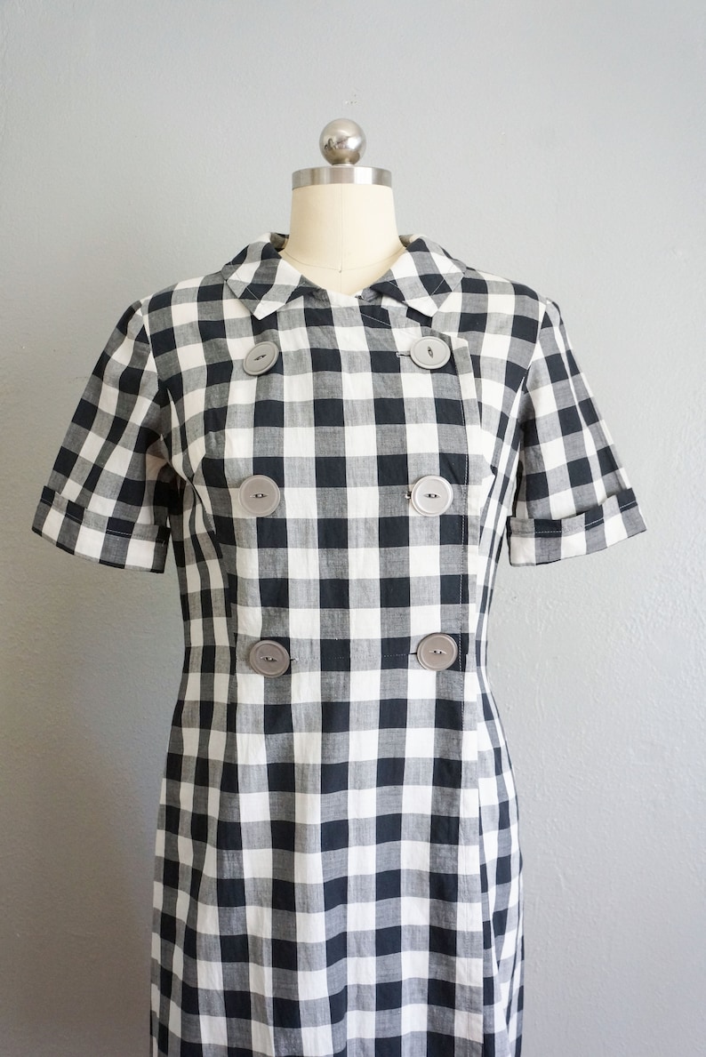 1950s Market Days cotton gingham dress vintage 50s handmade plaid dress 50s cotton sundress