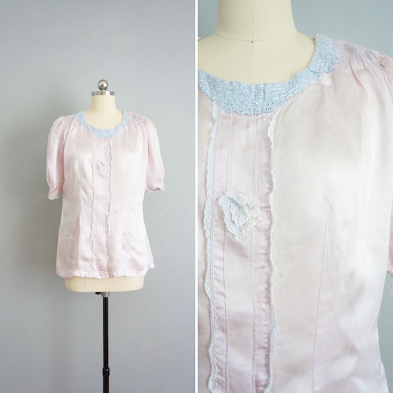 1930s/1940s Lavender Dreams satin top | vintage 4… - image 1