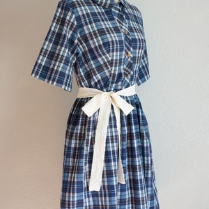 1950s Brentwood cotton day dress vitnage 50s plaid cotton dress 50s full skirt dress 50s blue plaid dress vintage full skirt dress image 5