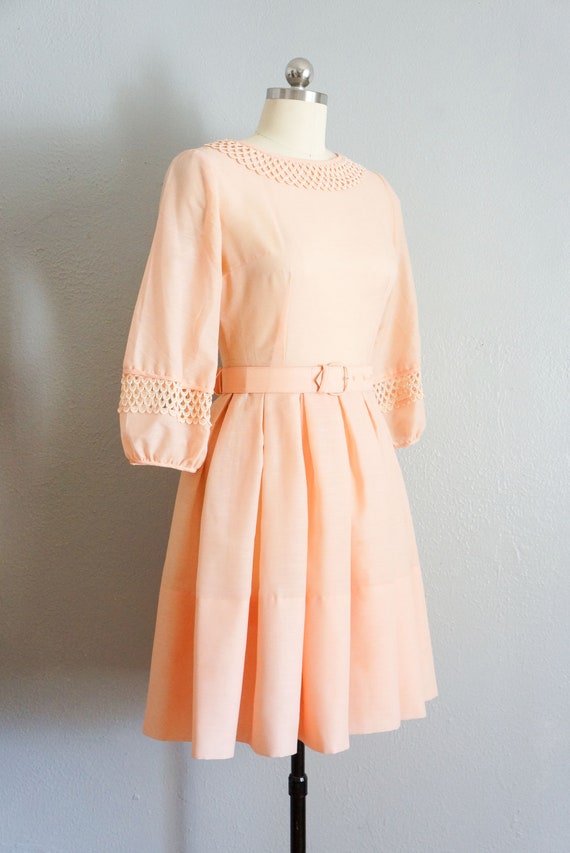 1950s Blushing Peach day dress | vintage 50s pink… - image 4