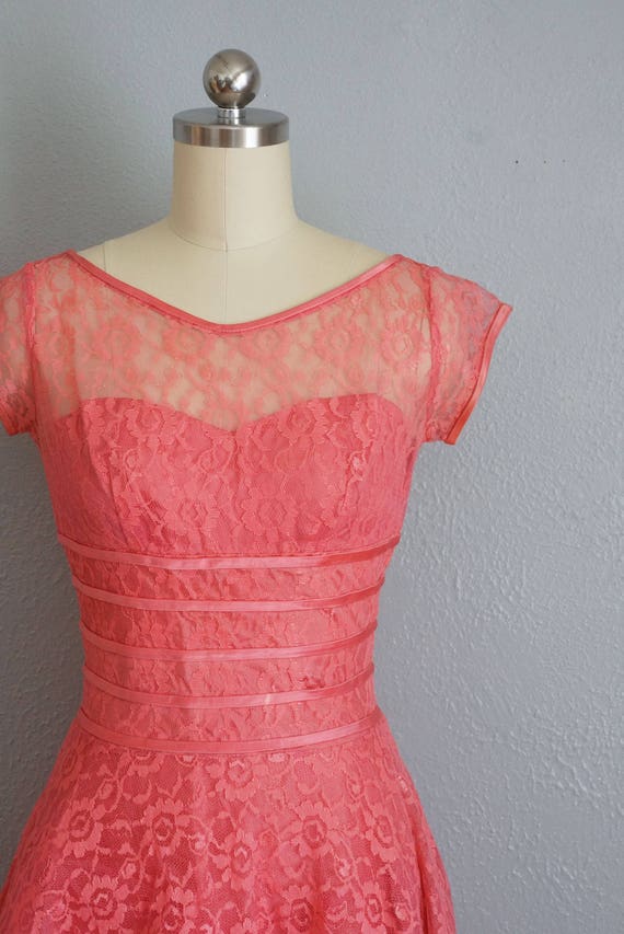 1950s Thinking of You pink lace dress | vintage 5… - image 3