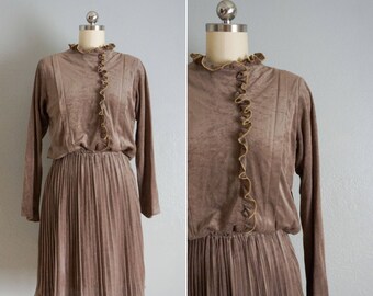 1980s Timber velvet dress | vintage 80s velvet dress | vintage velvet party dress | 1980s vintage brown velvet dress